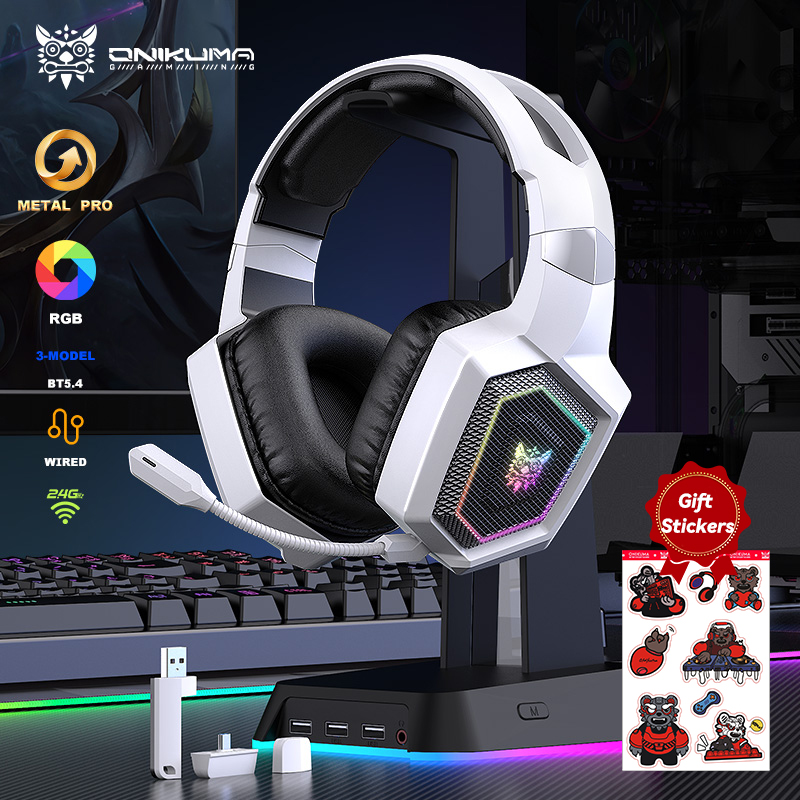 Gaming Headset Rgb - ONIKUMA 2.4GHz Cuffie da gioco wireless